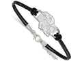 LogoArt Sterling Silver University Of Kansas Leather Bracelet Small Center