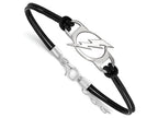 LogoArt Sterling Silver Tampa Bay Ligtning Leather Bracelet Small Center