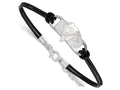 LogoArt Sterling Silver Pittsburgh Penguins Leather Bracelet Small Center