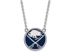 LogoArt Sterling Silver Buffalo Sabres Large Enamel Pendant Necklace