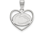 LogoArt Sterling Silver Penn State University Pendant Necklace In Heart