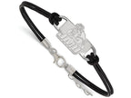 Logoart 925 Sterling Silver James Madison Univ Small Center Leather Bracelet