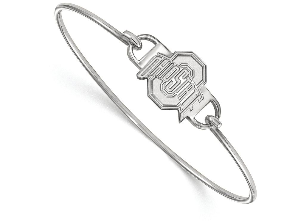 LogoArt Sterling Silver Ohio State University Small Ctr Wire Bangle