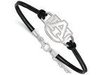LogoArt Sterling Silver Auburn University Leather Bracelet Small Center