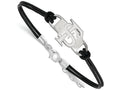 LogoArt Sterling Silver Florida State University Leather Bracelet Small Center
