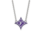 LogoArt Sterling Silver Furman University Large Enamel Pendant Necklace