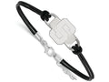 LogoArt Sterling Silver Michigan State University Leather Bracelet Small Center