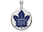 LogoArt Sterling Silver Toronto Maple Leafs Large Enamel Disc Pendant Necklace