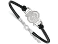 LogoArt Sterling Silver Ohio State University Leather Bracelet Small Center