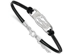 LogoArt Sterling Silver University Of Florida Leather Bracelet Small Center