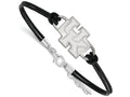 LogoArt Sterling Silver University Of Kentucky Leather Bracelet Small Center