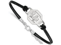 LogoArt Sterling Silver University Of South Carolina Leather Bracelet Small Center