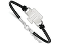 LogoArt Sterling Silver University Of Tennessee Leather Bracelet Small Center