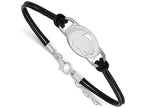 LogoArt Sterling Silver Penn State University Leather Bracelet Small Center