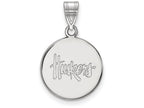 LogoArt Sterling Silver University Of Nebraska Medium Disc Pendant Necklace