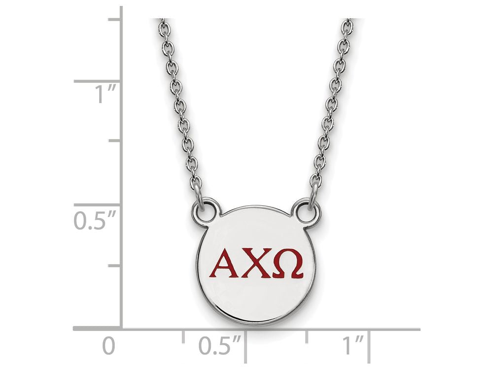 LogoArt Sterling Silver Alpha Chi Omega Extra Small Enameled Pendant Necklace With 18 Inch