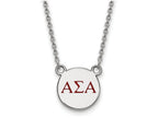 LogoArt Sterling Silver Alpha Sigma Alpha Extra Small Enameled Pendant Necklace With 18 Inch