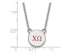 LogoArt Sterling Silver Chi Omega Extra Small Enameled Pendant Necklace With 18 Inch
