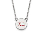 LogoArt Sterling Silver Chi Omega Extra Small Enameled Pendant Necklace With 18 Inch