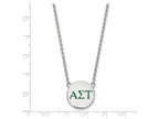 LogoArt Sterling Silver Alpha Sigma Tau Small Enameled Pendant Necklace With 18 Inch