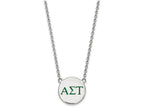 LogoArt Sterling Silver Alpha Sigma Tau Small Enameled Pendant Necklace With 18 Inch