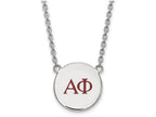 LogoArt Sterling Silver Alpha Phi Small Enameled Pendant Necklace With 18 Inch
