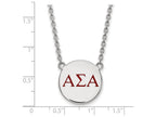 LogoArt Sterling Silver Alpha Sigma Alpha Small Enameled Pendant Necklace With 18 Inch