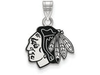 LogoArt Sterling Silver Chicago Blackhawks Small Enamel Pendant Necklace