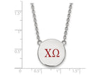 LogoArt Sterling Silver Chi Omega Small Enameled Pendant Necklace With 18 Inch