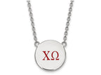 LogoArt Sterling Silver Chi Omega Small Enameled Pendant Necklace With 18 Inch