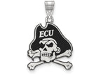 LogoArt Sterling Silver East Carolina University Large Enamel Pendant Necklace