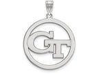 LogoArt Sterling Silver Georgia Institute Of Technology L Pendant Necklace In Circle