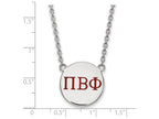 LogoArt Sterling Silver Pi Beta Phi Small Enameled Pendant Necklace With 18 Inch