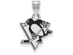 LogoArt Sterling Silver Pittsburgh Penguins Small Enamel Pendant Necklace