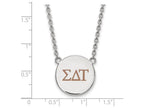 LogoArt Sterling Silver Sigma Delta Tau Small Enameled Pendant Necklace With 18 Inch