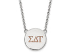 LogoArt Sterling Silver Sigma Delta Tau Small Enameled Pendant Necklace With 18 Inch