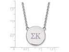 LogoArt Sterling Silver Sigma Kappa Small Enameled Pendant Necklace With 18 Inch