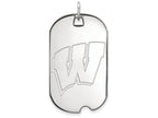LogoArt Sterling Silver University Of Wisconsin Large Dog Tag Pendant Necklace