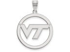 LogoArt Sterling Silver Virginia Tech L Pendant Necklace In Circle