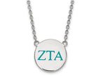 LogoArt Sterling Silver Zeta Tau Alpha Small Enameled Pendant Necklace With 18 Inch