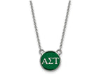 LogoArt Sterling Silver Alpha Sigma Tau Extra Small Enameled Pendant Necklace With 18 Inch