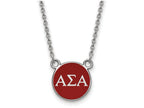 LogoArt Sterling Silver Alpha Sigma Alpha Extra Small Enameled Pendant Necklace With 18 Inch