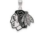 LogoArt Sterling Silver Chicago Blackhawks Large Enamel Pendant Necklace