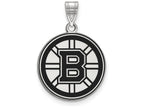 LogoArt Sterling Silver Boston Bruins Large Enamel Pendant Necklace