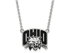 LogoArt Sterling Silver Ohio University Large Enamel Pendant Necklace