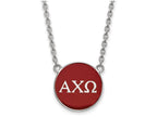 LogoArt Sterling Silver Alpha Chi Omega Small Enameled Pendant Necklace With 18 Inch