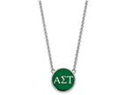 LogoArt Sterling Silver Alpha Sigma Tau Small Enameled Pendant Necklace With 18 Inch