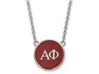 LogoArt Sterling Silver Alpha Phi Small Enameled Pendant Necklace With 18 Inch