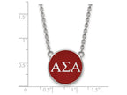 LogoArt Sterling Silver Alpha Sigma Alpha Small Enameled Pendant Necklace With 18 Inch