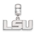 LogoArt Sterling Silver Louisiana State University Bead Charm Charm Small Dangle Bead Charm